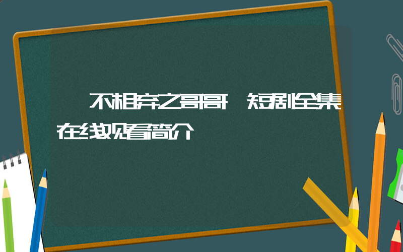 《不相弃之哥哥》短剧全集在线观看简介插图