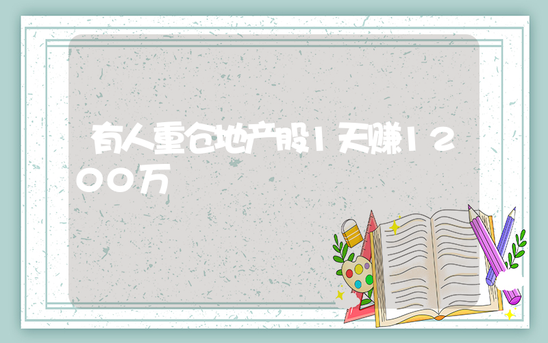 有人重仓地产股1天赚1200万插图