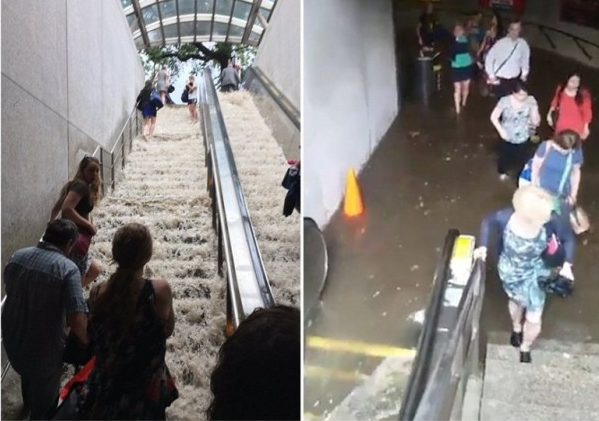 女子深夜乘电梯暴雨涌入被困1小时